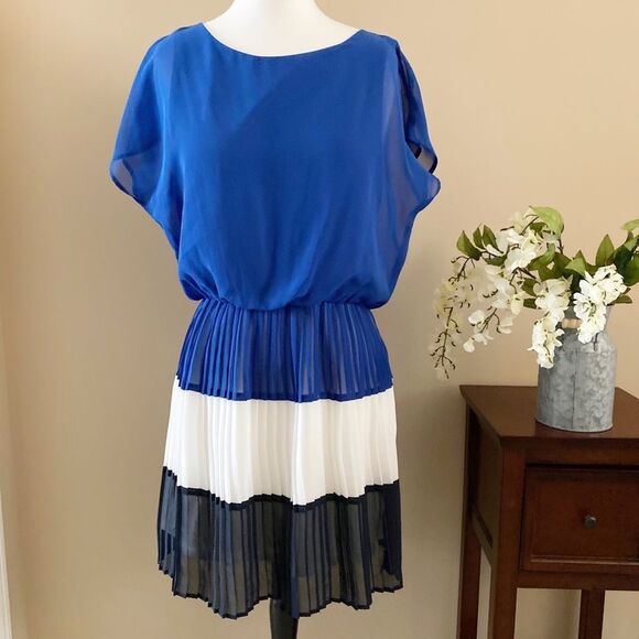 MNG Collection Blue White Dress - Picture 1 of 4
